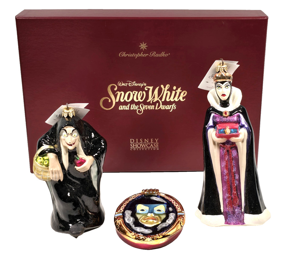 Radko-Snow White Limited Edition Disney Collection Queen, Mirror, Hag Ornaments